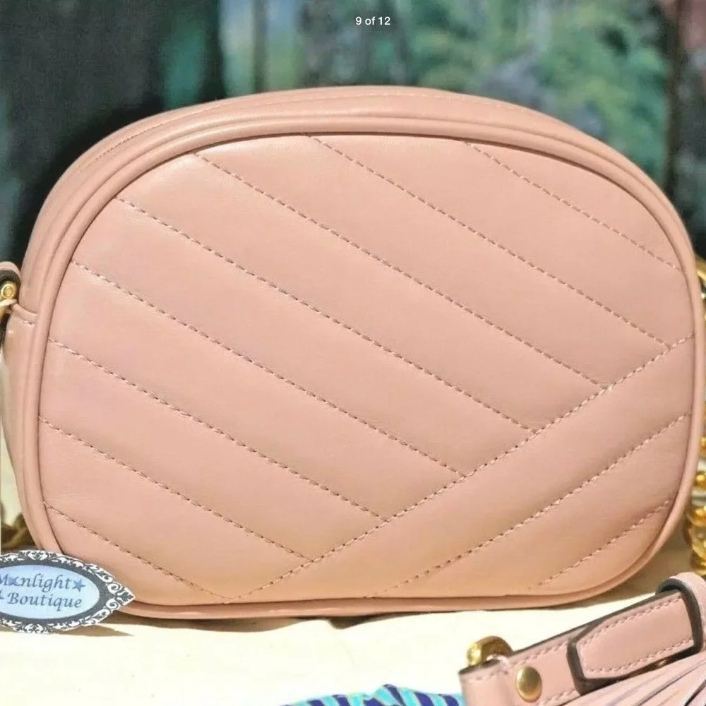 Tory Burch Kira Chevron Camera Crossbody Bag Pink - Picture 3 of 9